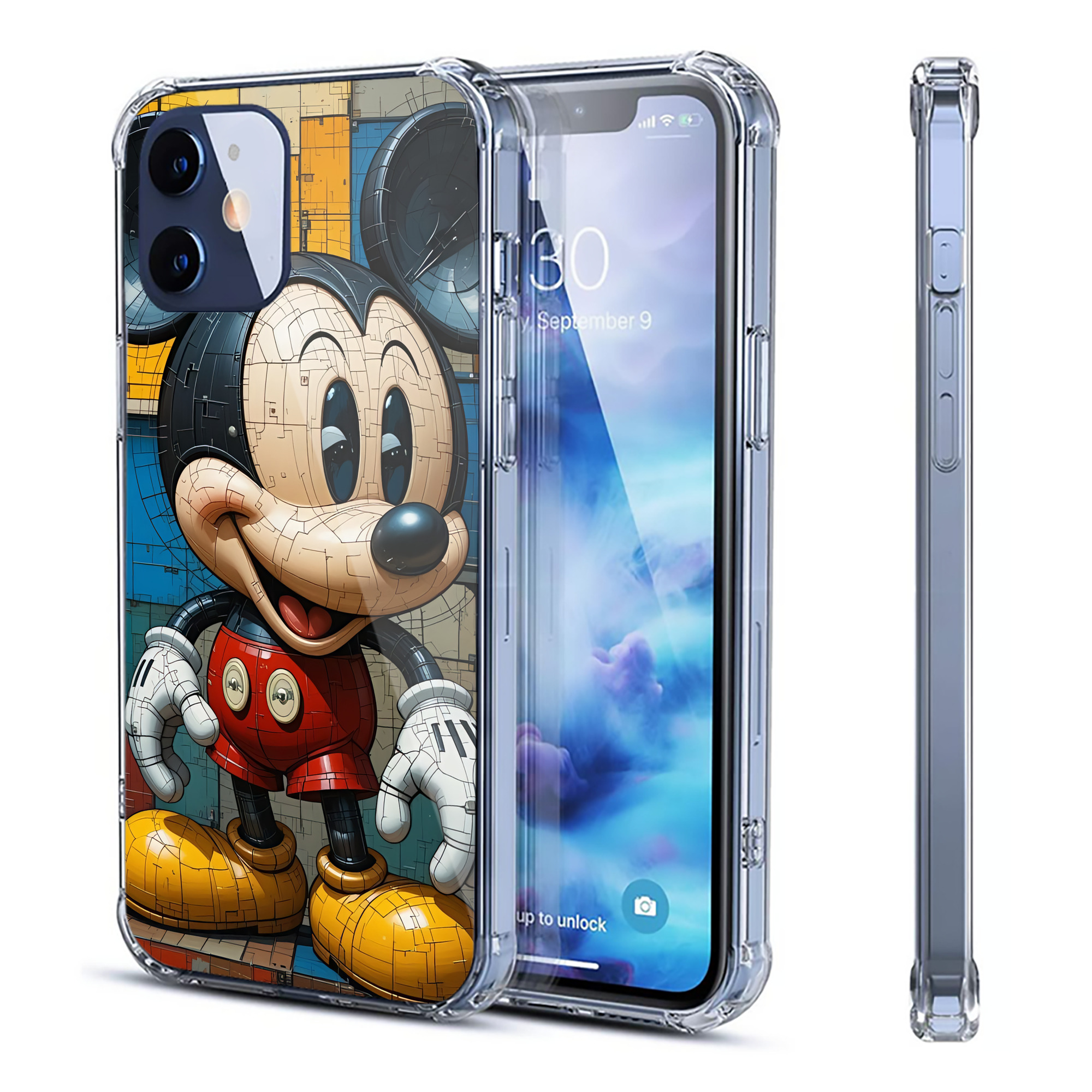 （画像用） ミッキーマウス Mickey Mouse 【iPhone 12シリーズ対応】透明スマホケース（クリアソフトケース）